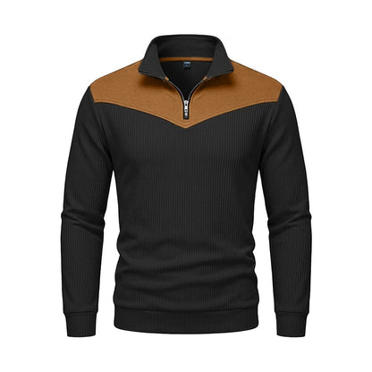 Colorblock Corduroy Quarter Zip Sweatshirt