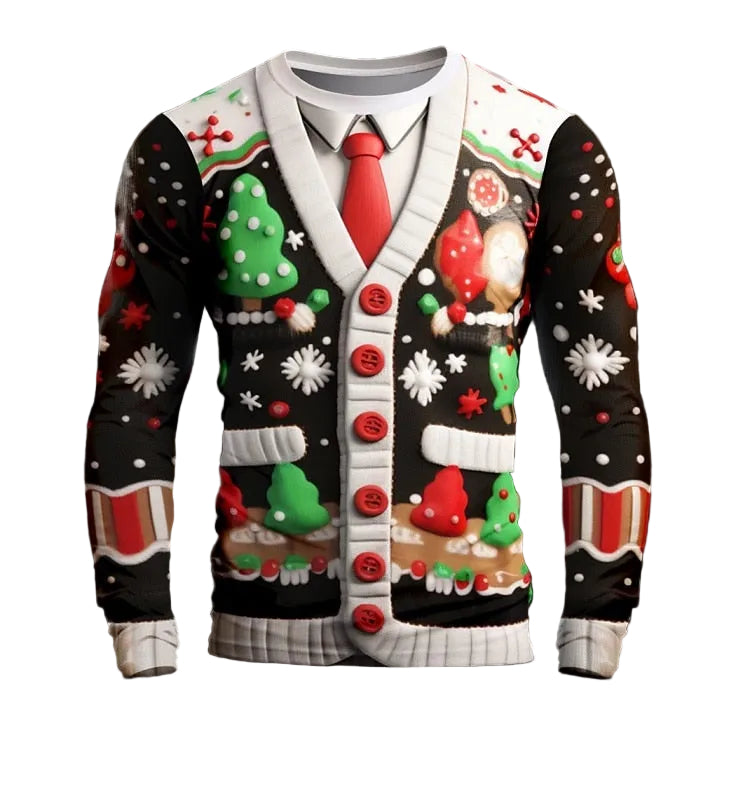 Men's Ugly Merry Christmas Pattern Long Sleeve