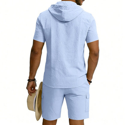 Men's 2-Piece Linen Set-Shirt and Shorts
