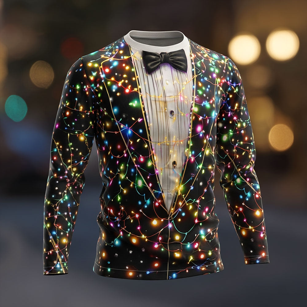 Men's Black Christmas Tuxedo Costume Tee