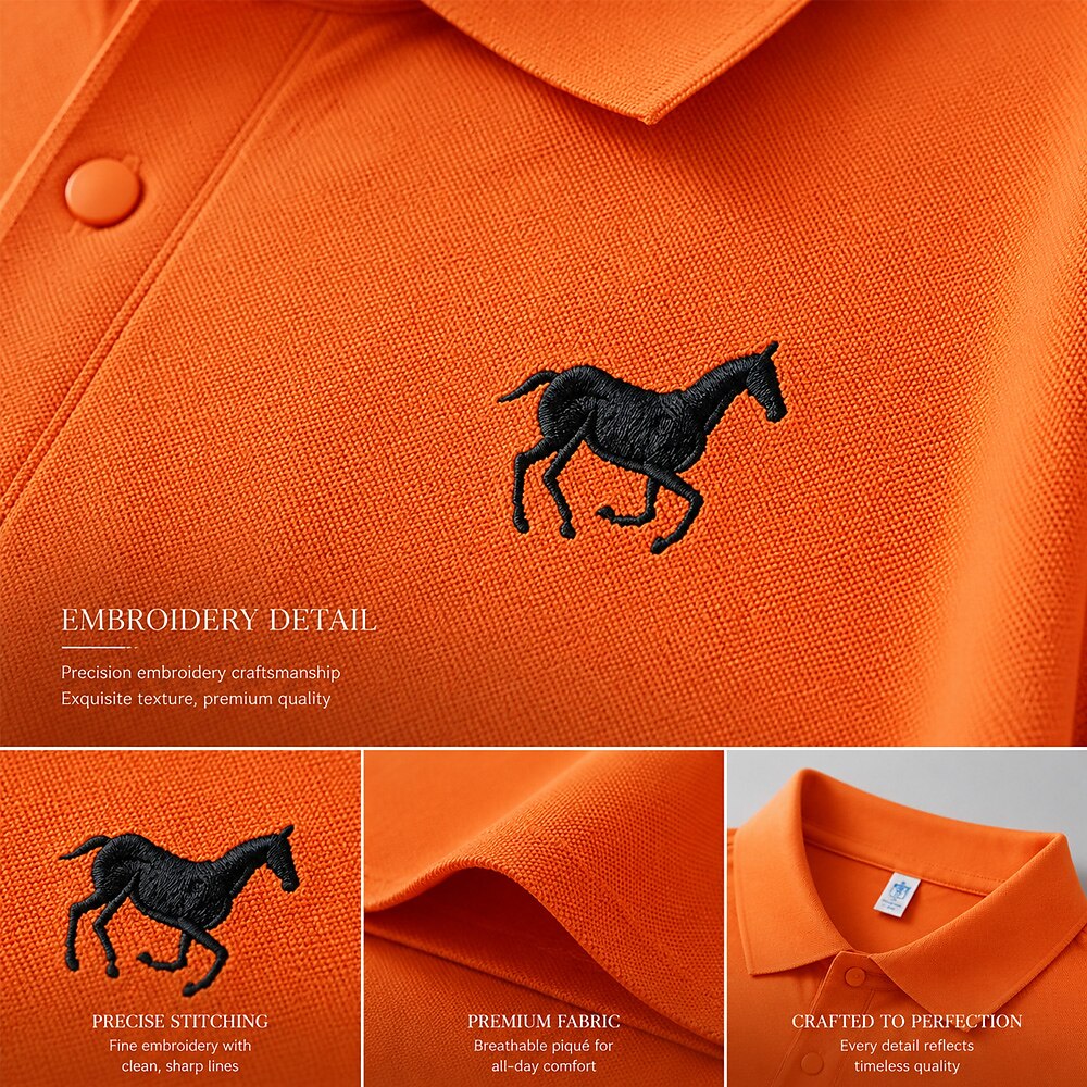 100% Cotton Embroidered Pique Knit Polo Shirt