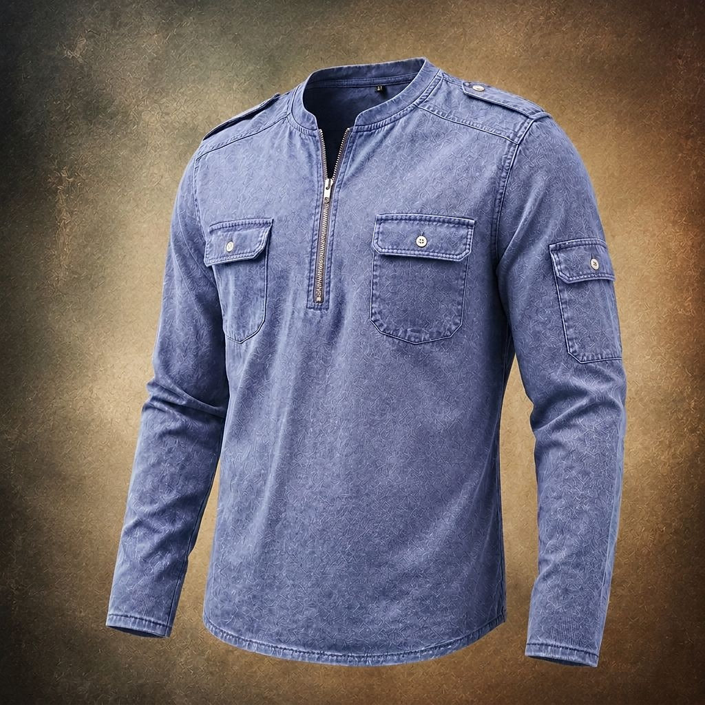 Classic Cotton Long Sleeve Henley Shirt