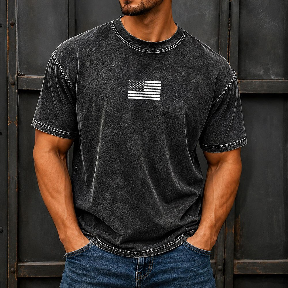 Broken-In 100% Cotton US Flag T-shirt