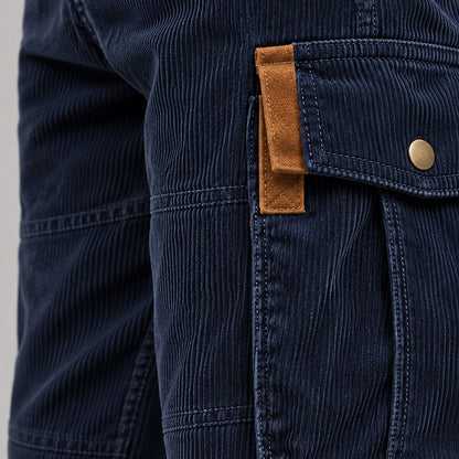Textured Corduroy Cargo Pants With Pockets