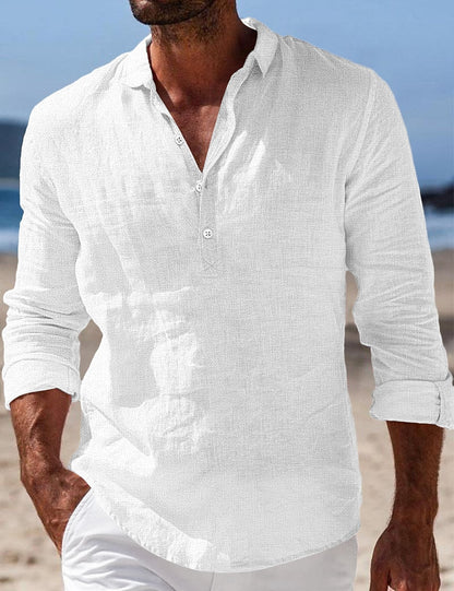Men's Casual Linen Shirt - Long Sleeve