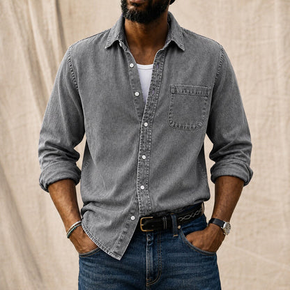 Washed Denim Cotton Casual Shirt