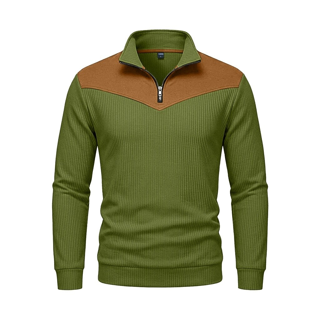 Colorblock Corduroy Quarter Zip Sweatshirt