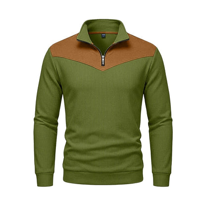 Colorblock Corduroy Quarter Zip Sweatshirt