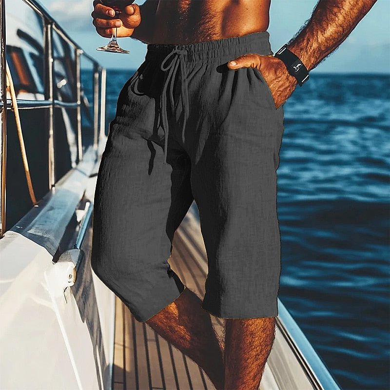 Men's Linen Shorts-Casual Drawstring Shorts for Summer Comfort