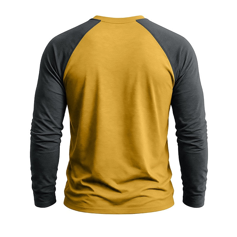 Casual Colorblock Long Sleeve T-shirts