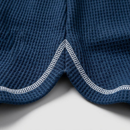Textured Waffle Hooded Henley