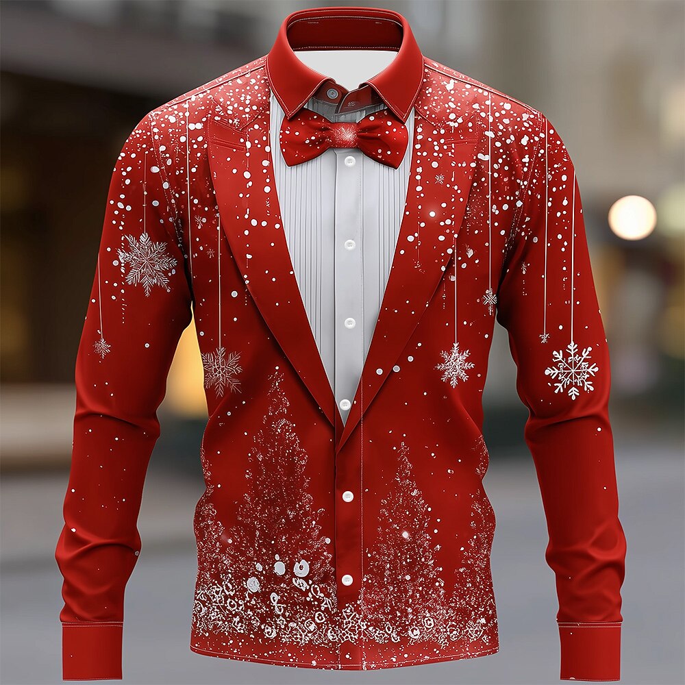Men's Christmas Snowflake Party Tuxedo Shirt