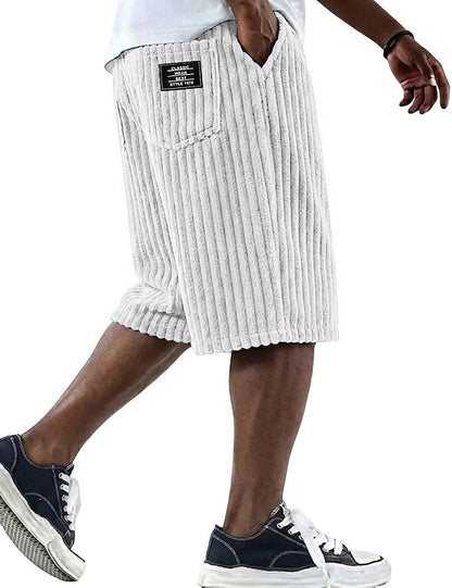 Casual Corduroy Shorts-Comfortable Elastic Waist Summer Wear