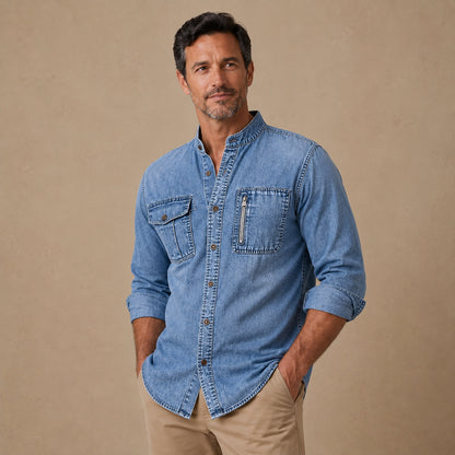 Classic Washed Cotton Demin Work Shirt