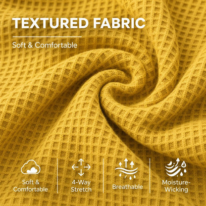 Textured Waffle Notched Crewneck Henley