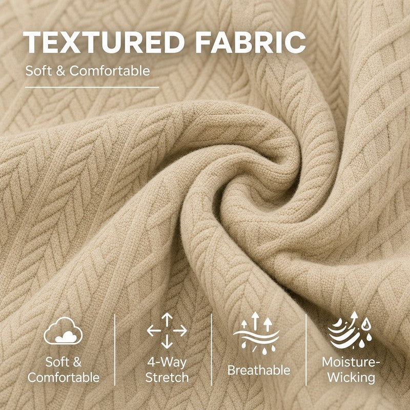 Textured Jacquard Stand Collar Sweatshirt