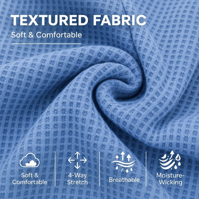Colorblock V-neck Waffle Henley