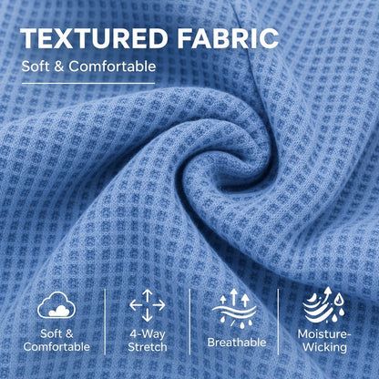 Colorblock V-neck Waffle Henley
