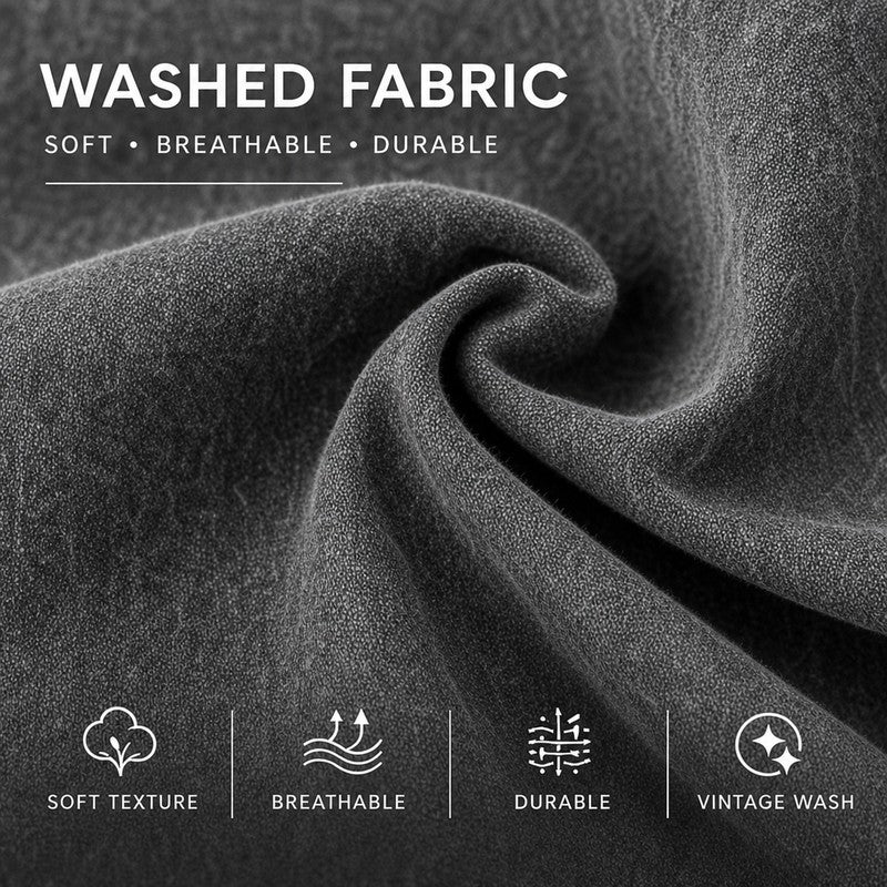 Broken-in Comfort Washed Cotton Denim Henley T-Shirt