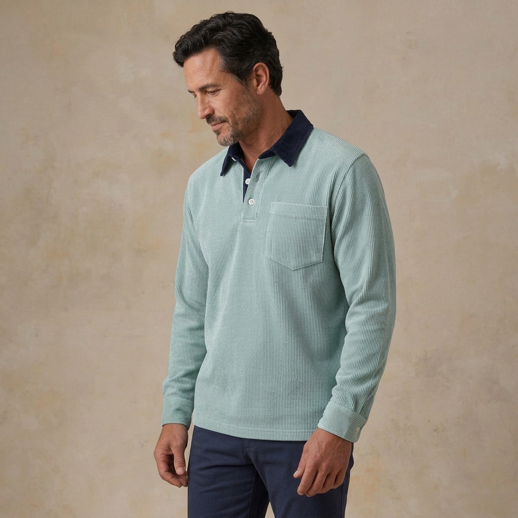 Colorblock Corduroy Polo Shirt