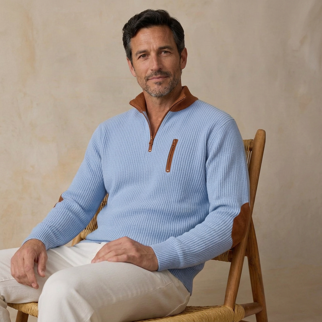 Colorblock Corduroy Zipped Henley Shirt