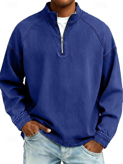 Vintage Zip Up 100% Cotton Henley Shirt