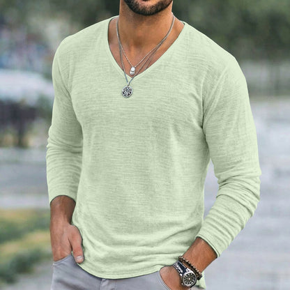 V-neck  Breathable Linen Tee