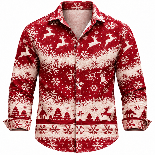 Christmas Elk Bell Button Shirt