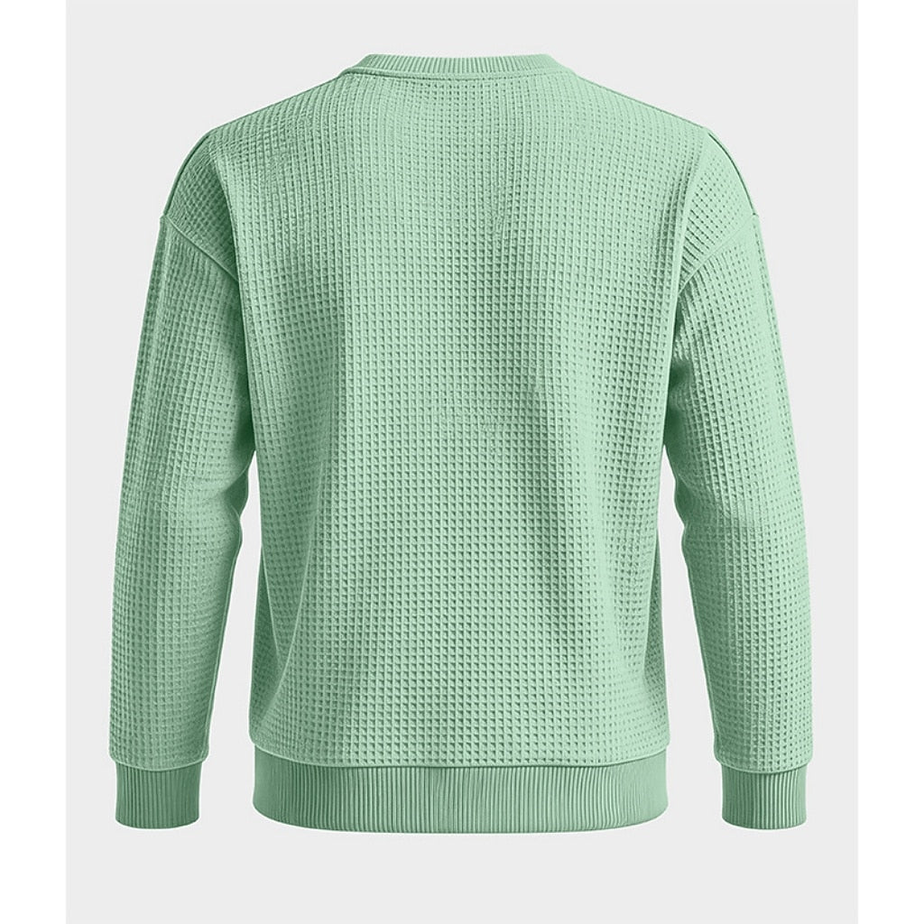Classic Waffle Knit Crew Neck Sweatshirt