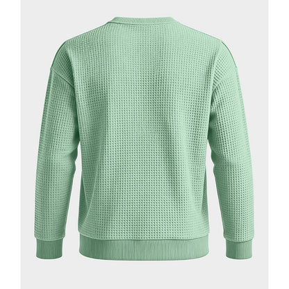 Classic Waffle Knit Crew Neck Sweatshirt