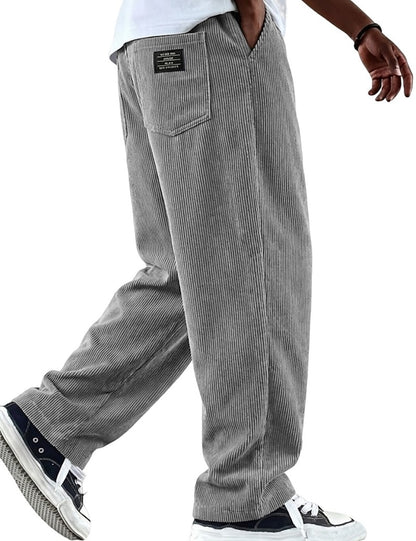 Textured Comfort Corduroy Pants With Elastic Waist