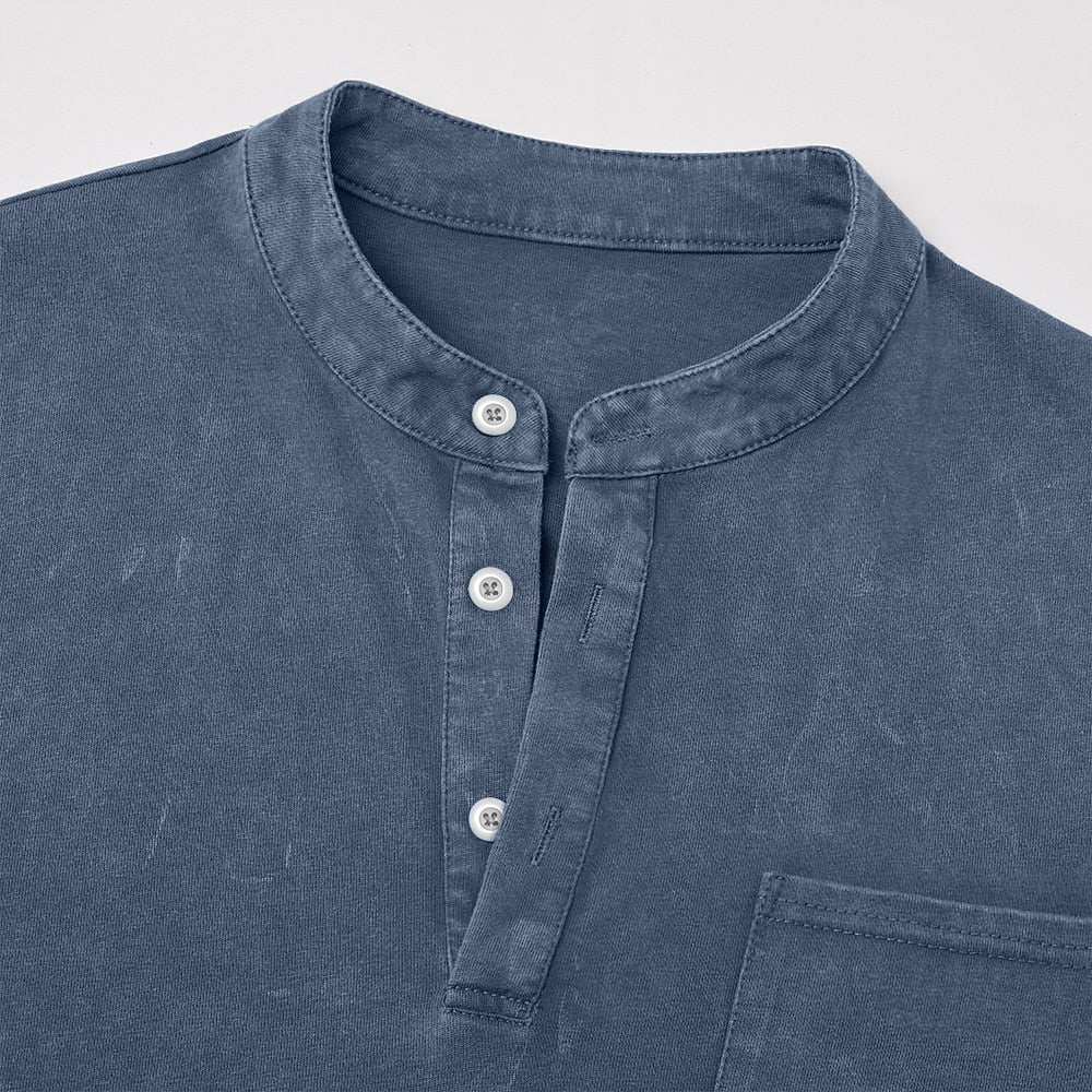 Vintage Washed 100% Cotton Henley Shirt