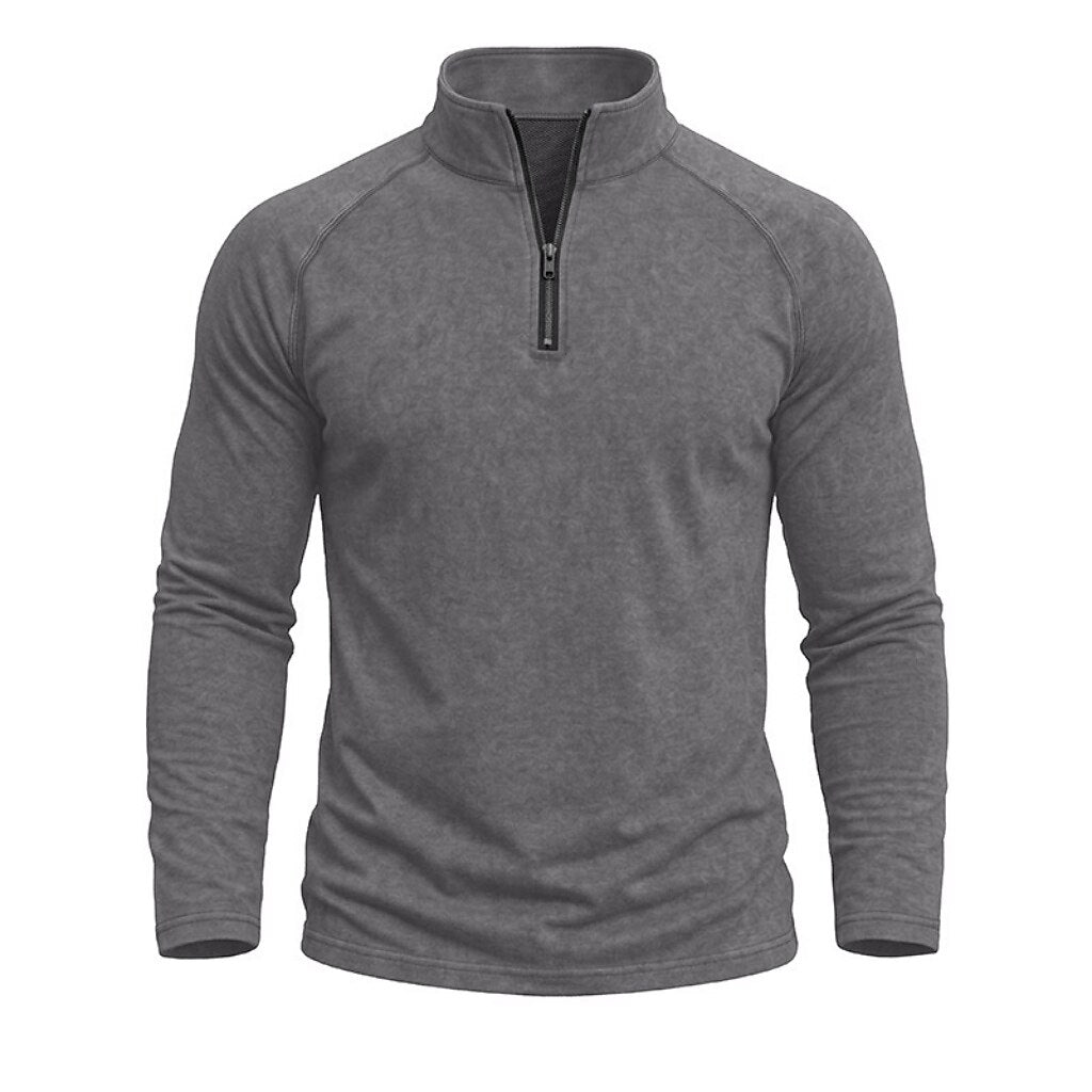 Relaxed Washed Cotton Henley Shirt