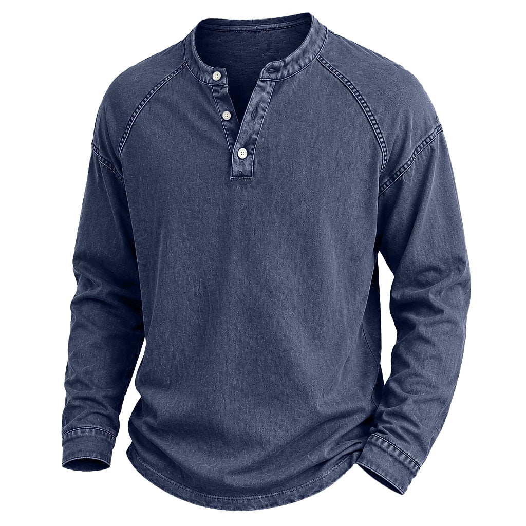 Broken-in Cotton Long Sleeve Henley