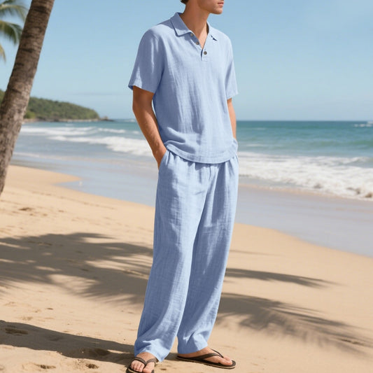 Cotton Linen Shirt and Pants-2PCS Set