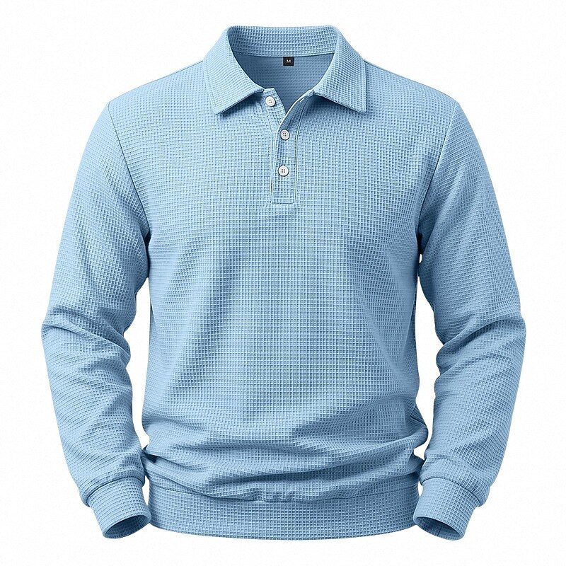 Casual Textured Waffle Polo Shirt