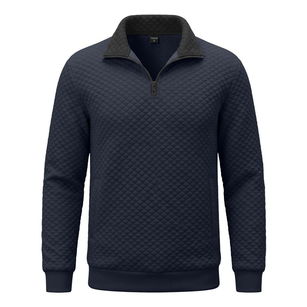 Colorblock Waffle Quarter-Zip Sweatshirt