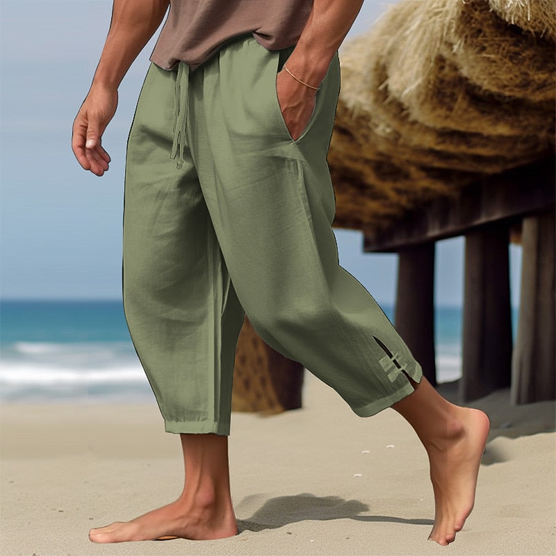 Men's Summer Linen Pants - Straight Leg Baggy Casual Style