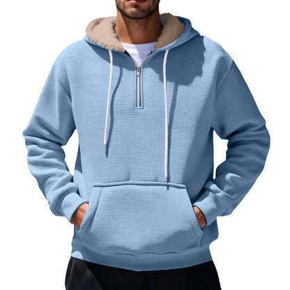 Quarter Zip Waffle Fleece Hoodie