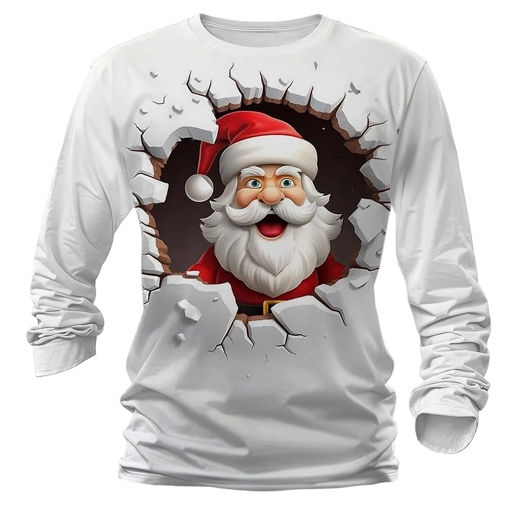 Men's Santa Christmas Holiday Long Sleeve Tee