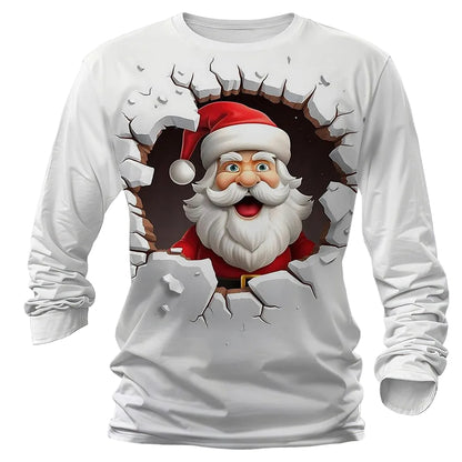 Men's Santa Christmas Holiday Long Sleeve Tee