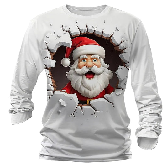 Men's Santa Christmas Holiday Long Sleeve Tee