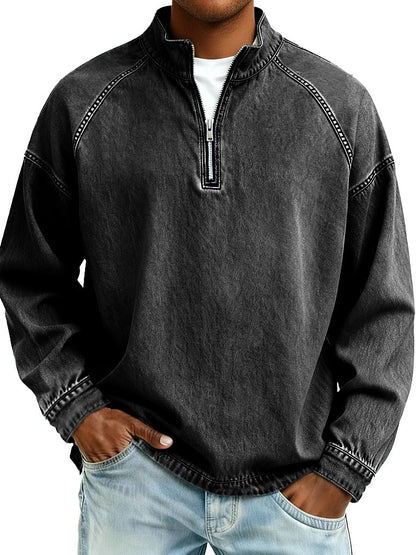 Vintage Zip Up 100% Cotton Henley Shirt