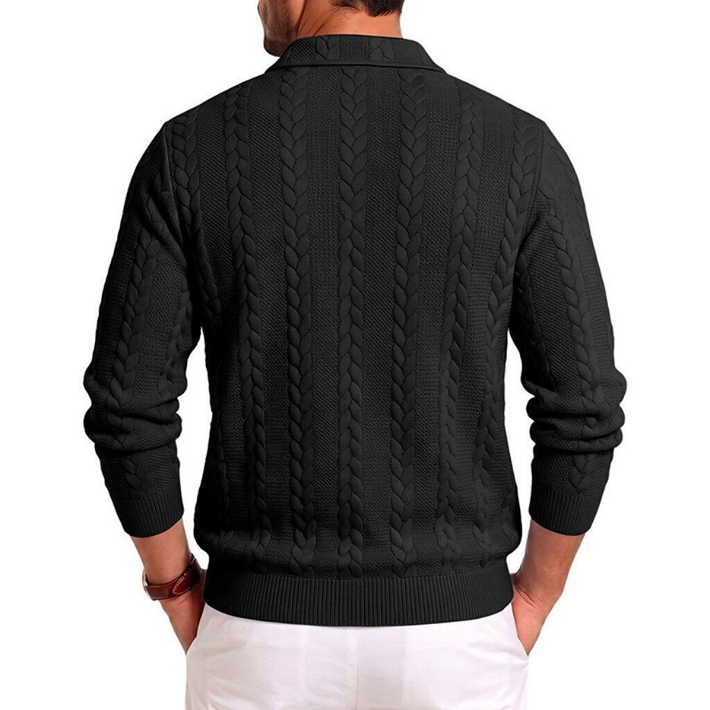 Soft Textured Jacquard Quarter Zip Polo