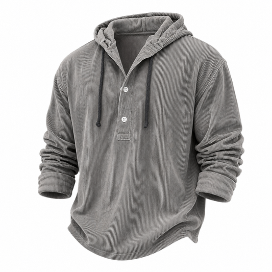 Men's Hooded Corduroy Shirt-Textured Streetwear Casual Top