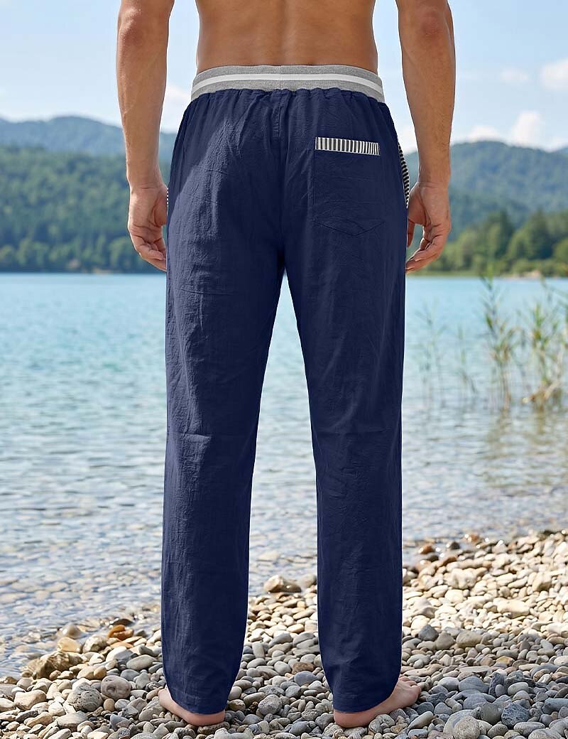 Lightweight Linen Pants With Elastic Waist