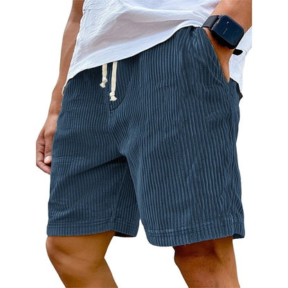 Men's Corduroy Shorts-Casual Pocket Shorts, Knee Length