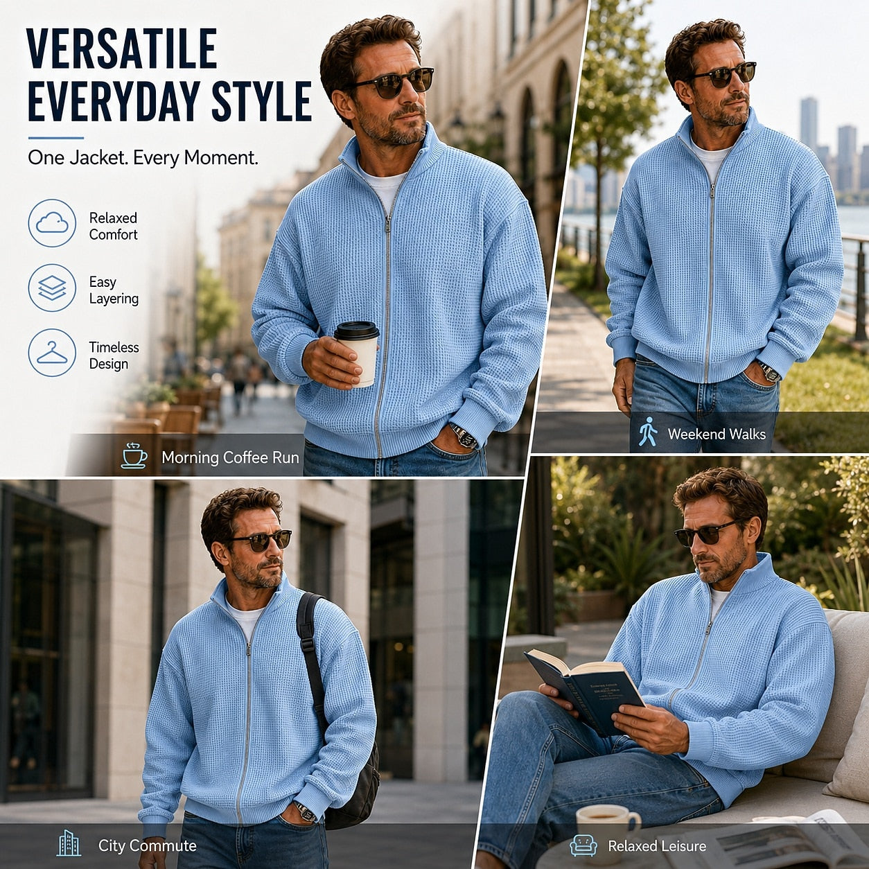 Comfort Waffle Zipped Sweatshirt