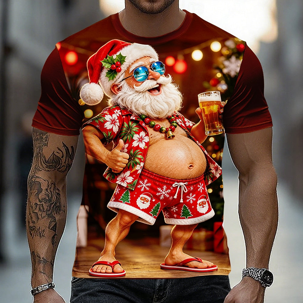 Men's Santa Christmas Street Graphic Tee