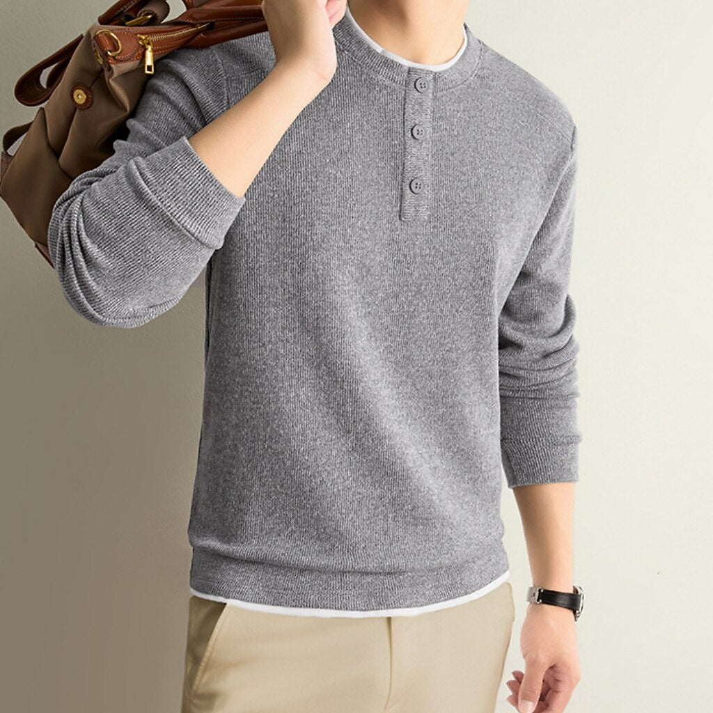 Ribbed Knit Crewneck Sweater Pullover